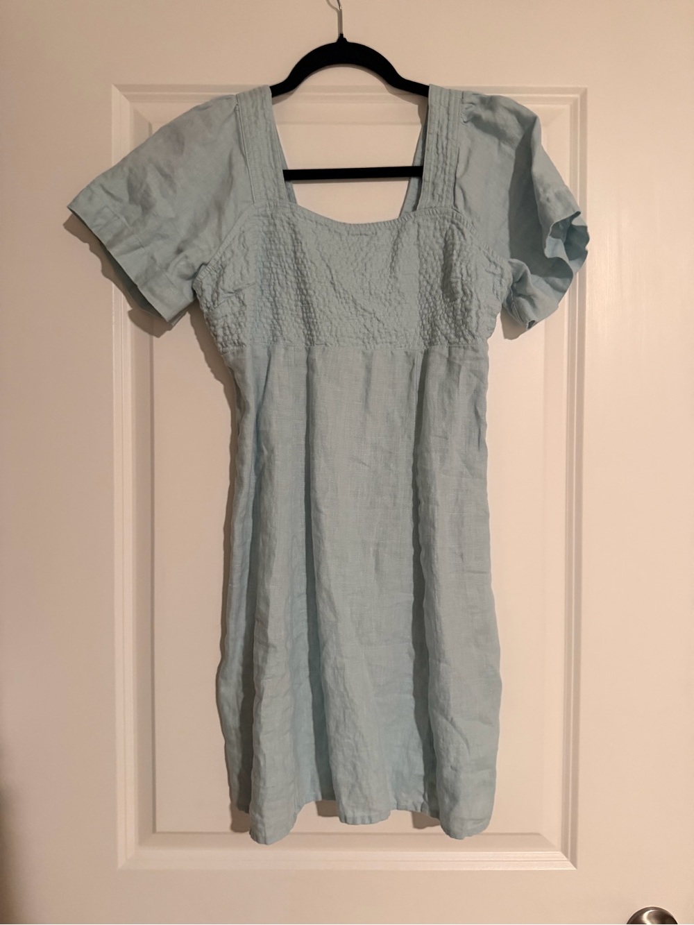 Madewell Light Blue Square-Neck Short Sleeve Dress